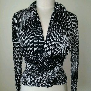 Veronique Young Ruched Zebra Print Blouse